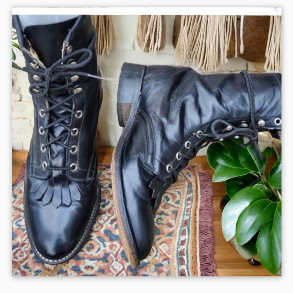 Black Classic Laredo Roper Boot- EUC Sz 5 Genuine leather☀️🖤 - Picture 2 of 14